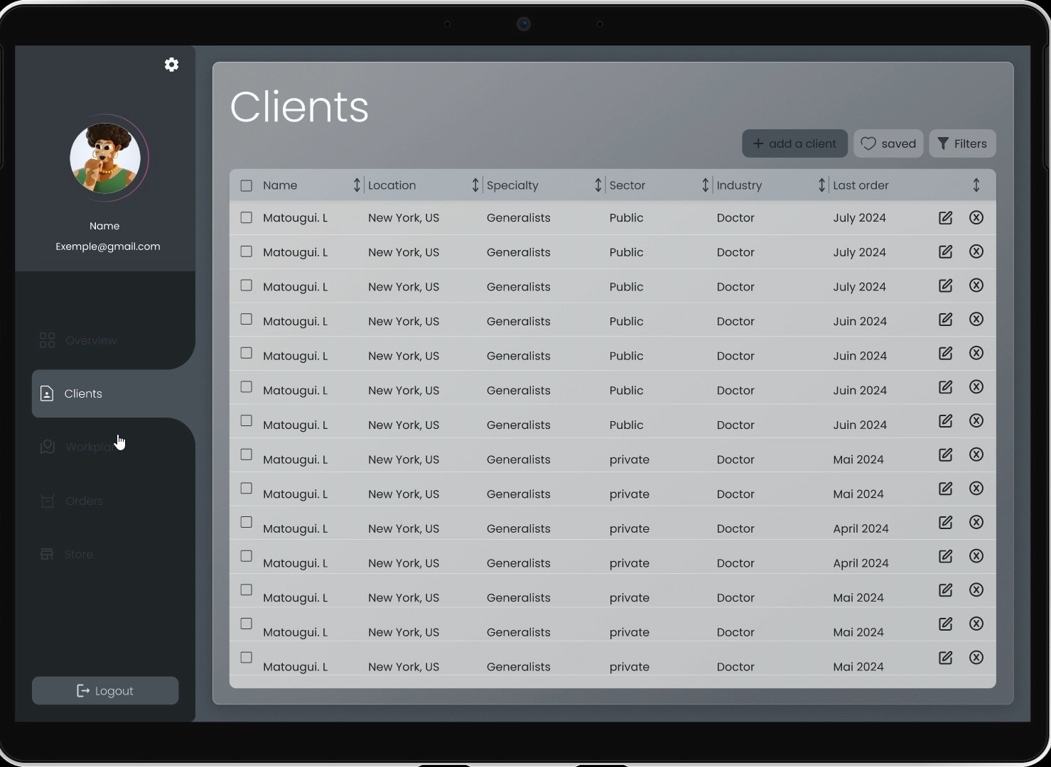 Interface de commande